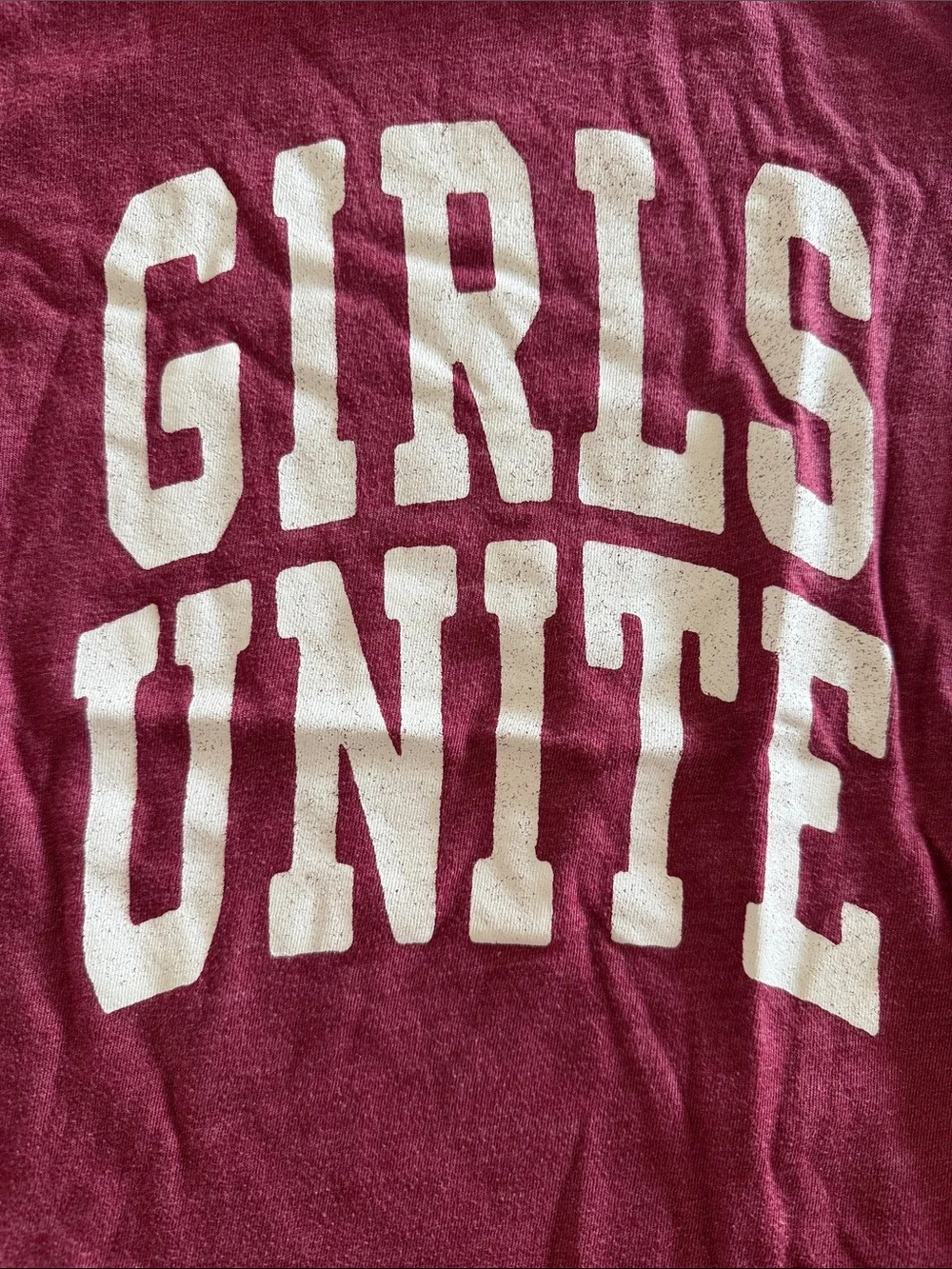 Old Navy Girls Unite Graphic Tee - Maroon with White Letters. L 10-12